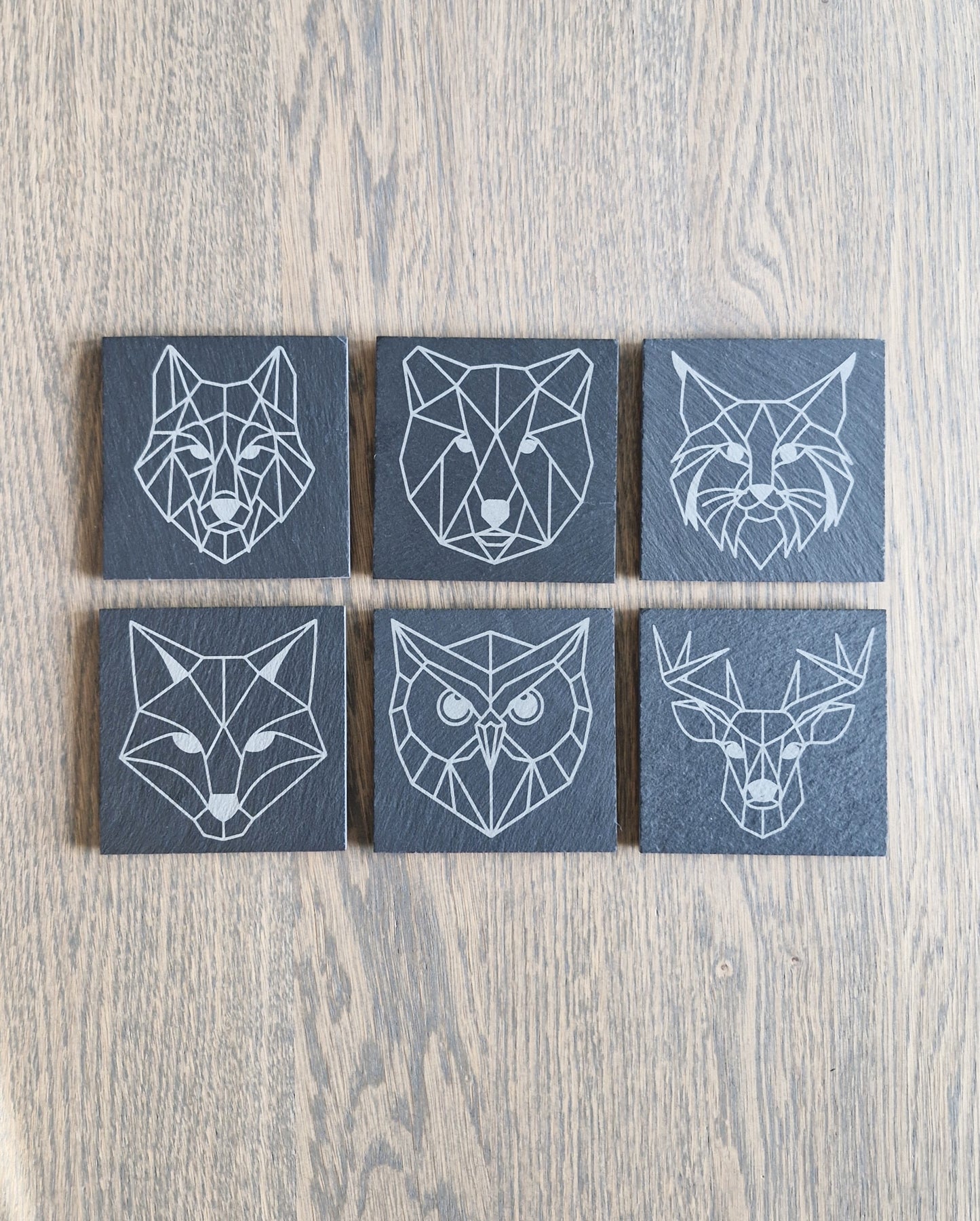 6-pakning skiferbrikker – komplett serie med geometriske dyr